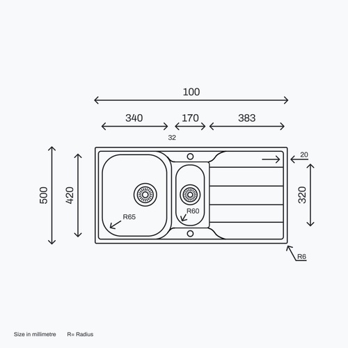 Sink LN1000.500.15 (Left) image 1