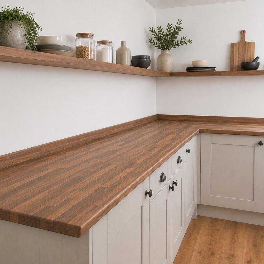 Black Walnut Laminate Worktop - Upstands & Splashbacks