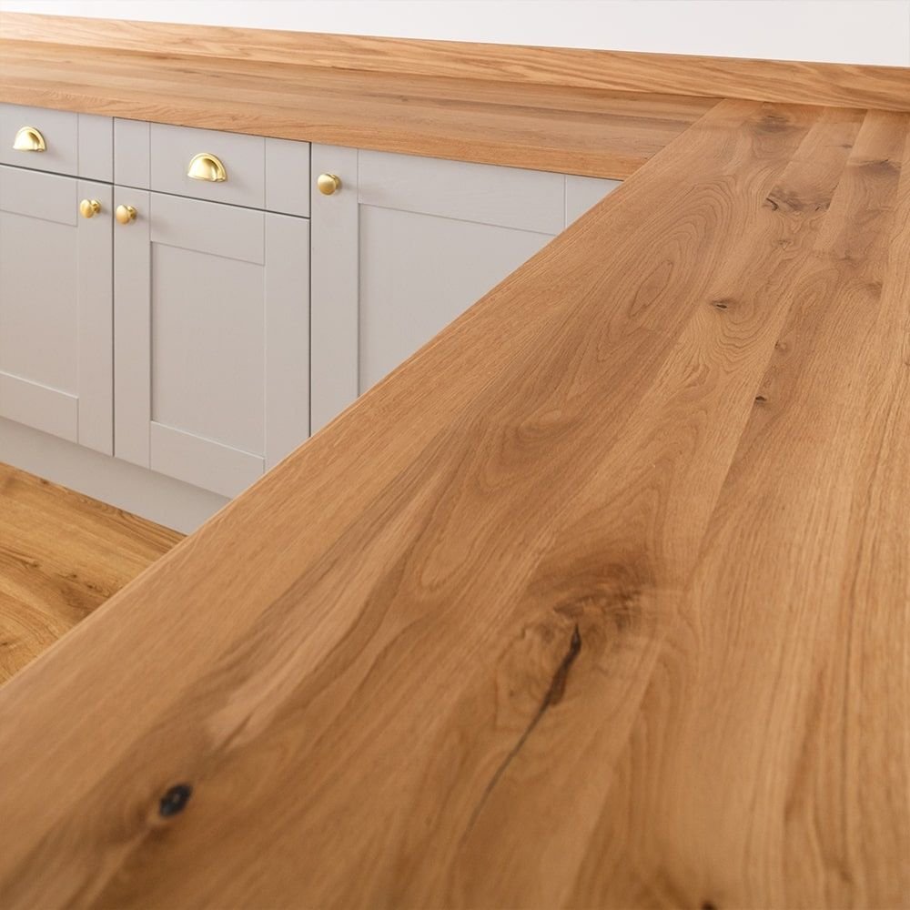 Full Stave Deluxe Rustic Oak Worktop - Upstands