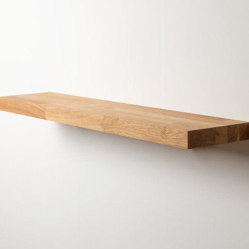 Full Stave Oak Shelf With Floating Shelf Brackets