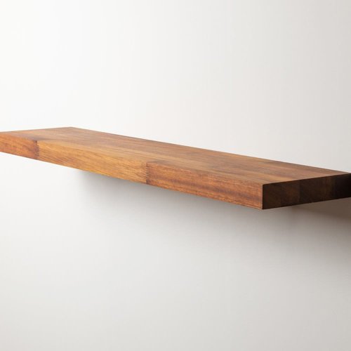 Iroko Shelf With Floating Shelf Brackets
