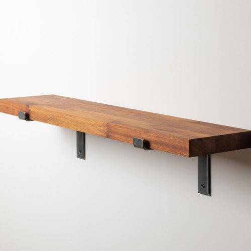 Iroko Shelf With Lipped Steel Brackets