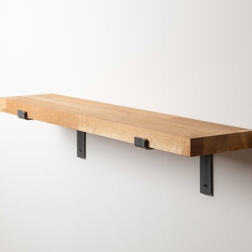 Oak Shelf With Lipped Steel Brackets